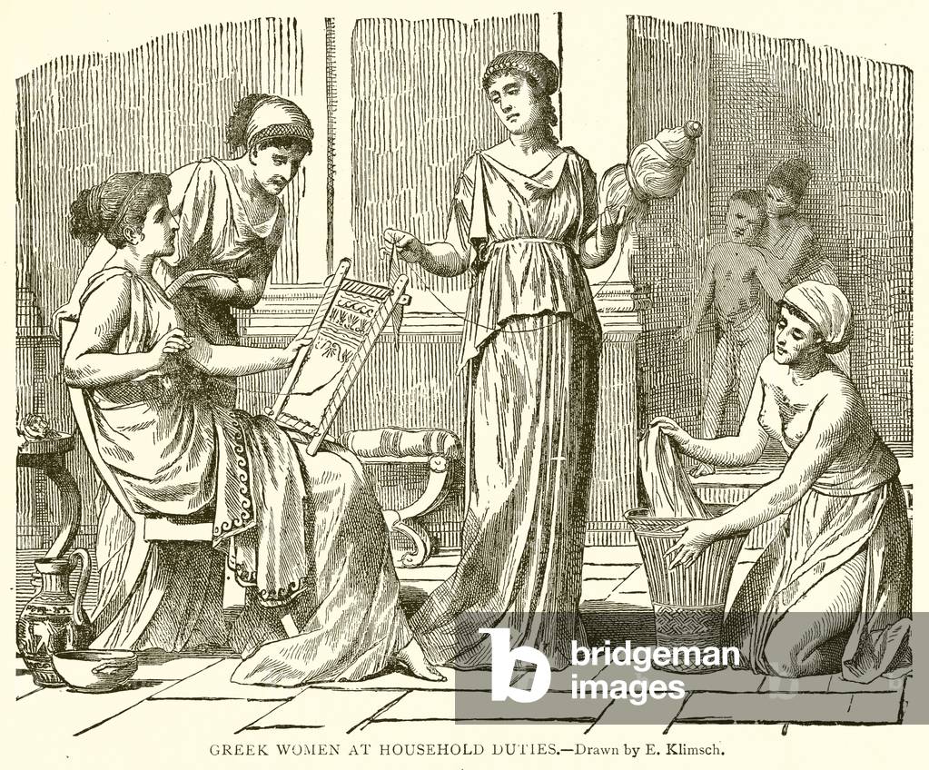 Greek Women at Household Duties (engraving)