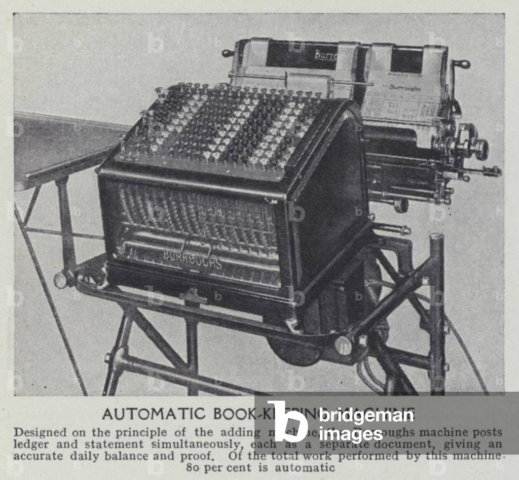 Automatic book-keeping machine (b/w photo)