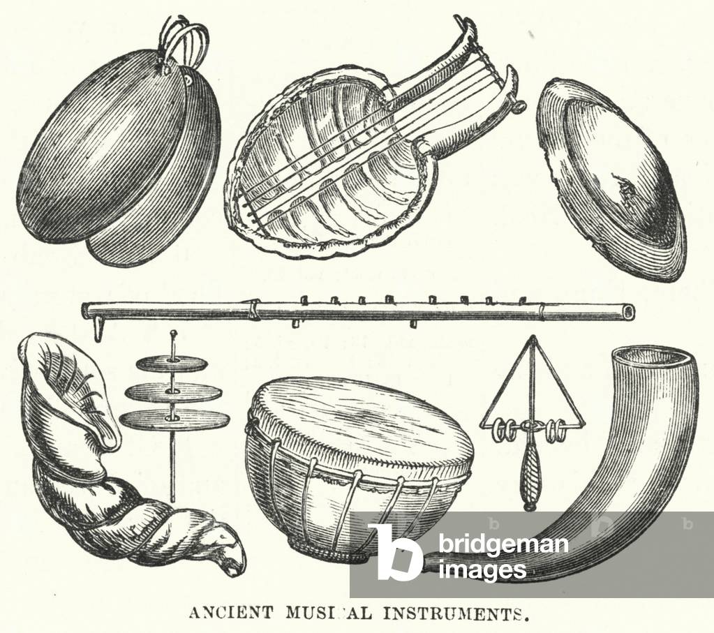 Ancient Musical Instruments (engraving)