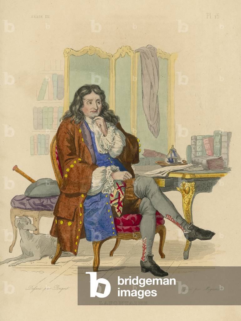 Jean de la Fontaine (coloured engraving)