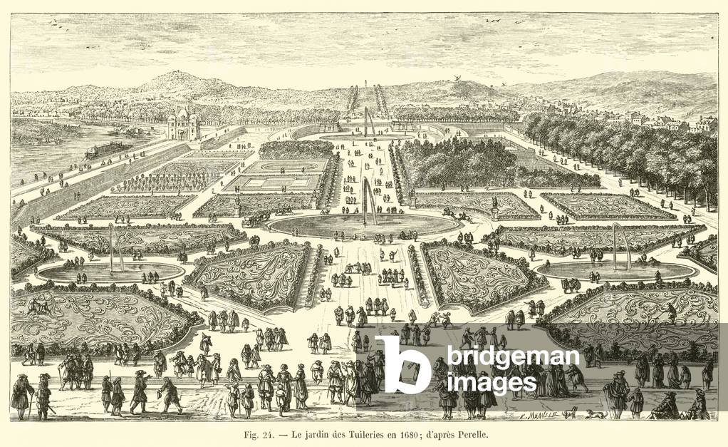Le jardin des Tuileries en 1680; d'apres Perelle (engraving)