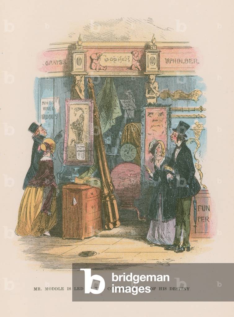 Illustration for Martin Chuzzlewit (colour litho)