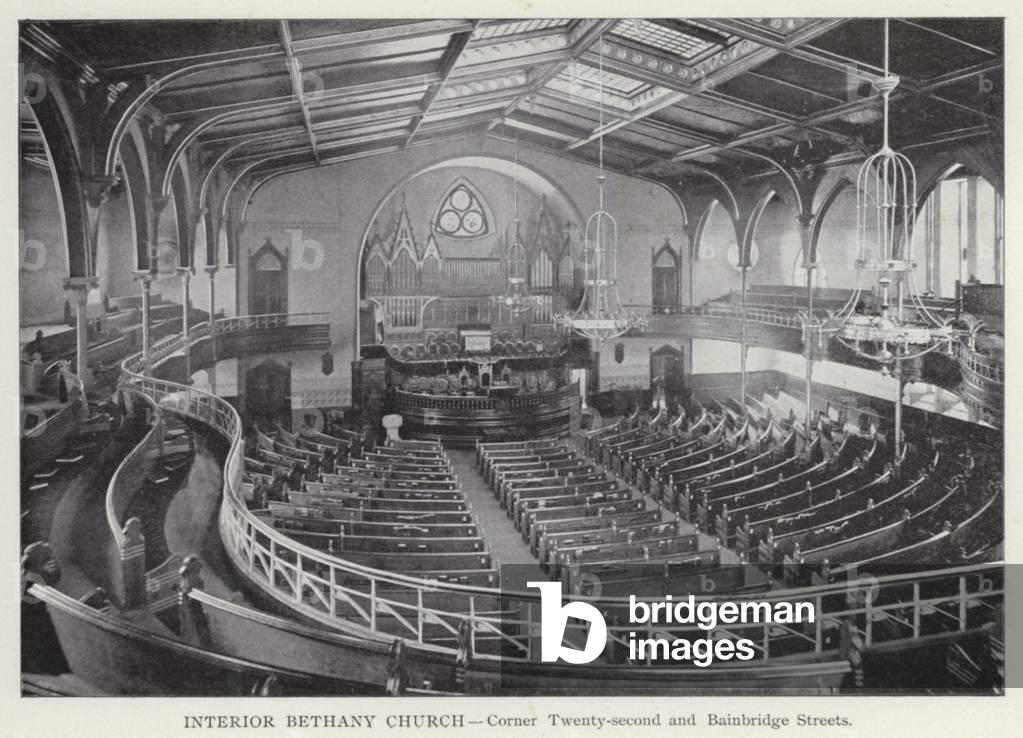Philadelphia: Interior Bethany Church, Corner Twenty-second and Bainbridge Streets (b/w photo)