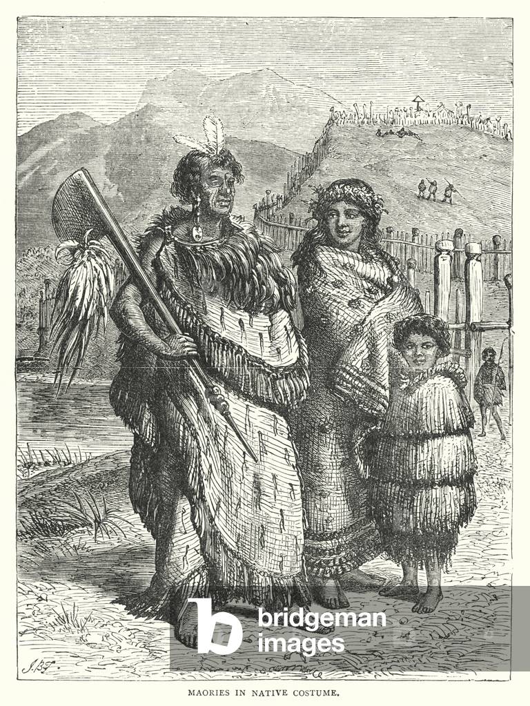 Maories in Native Costume (engraving)