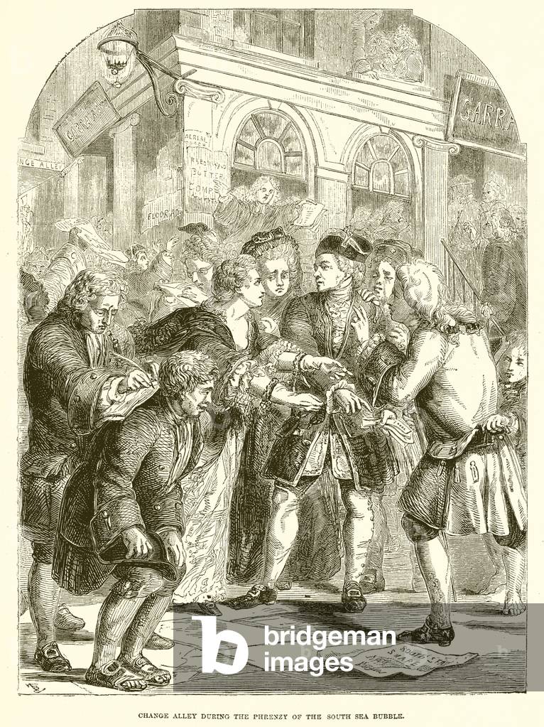 Change Alley during the Phrenzy of the South Sea Bubble (engraving)
