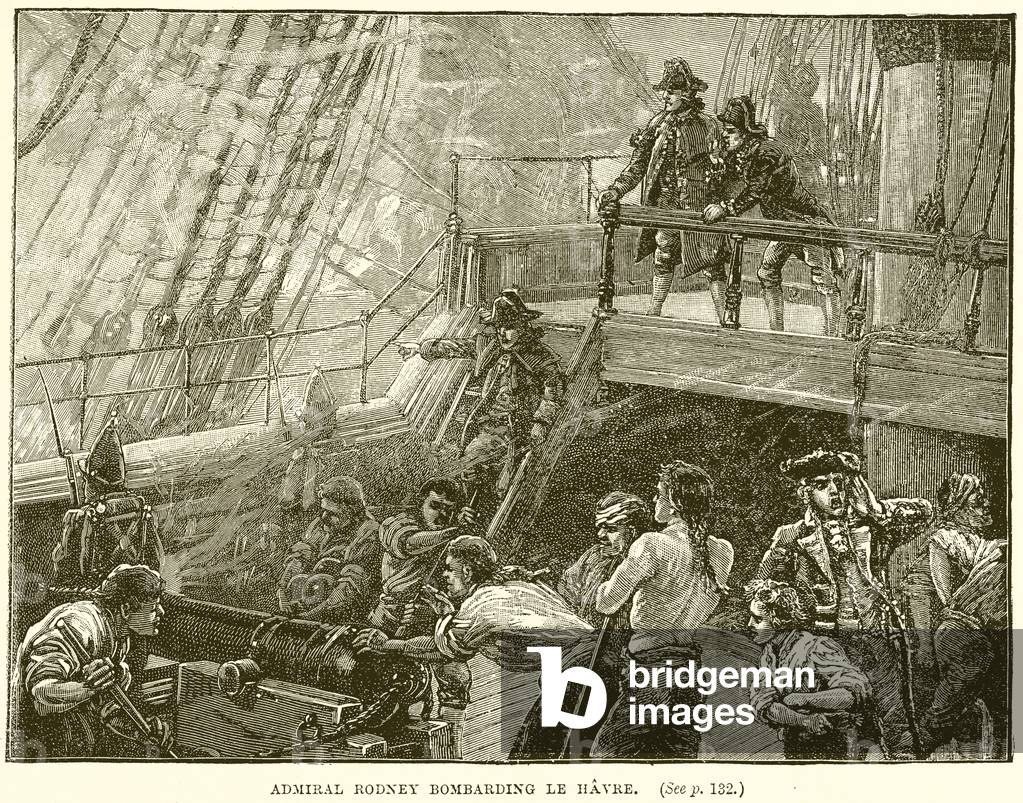 Admiral Rodney bombarding Le Havre (engraving)
