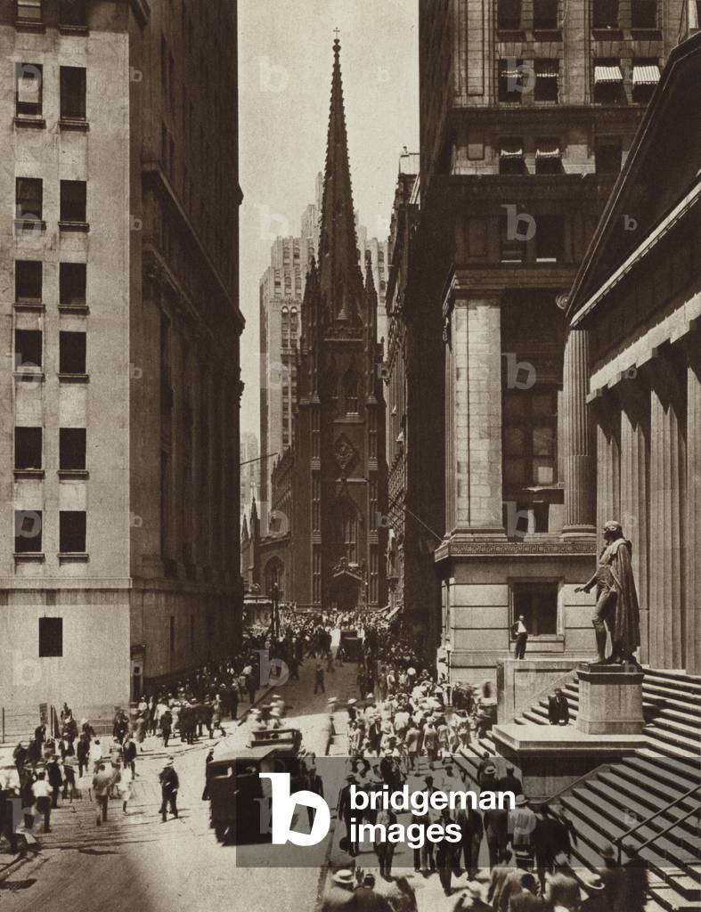 Wall Street, New York City, New York, USA (b/w photo)