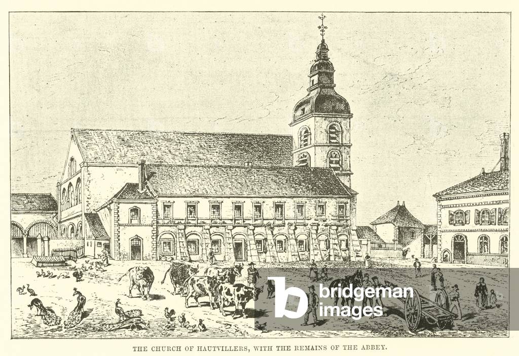 The Church of Hautvillers, with the Remains of the Abbey (engraving)