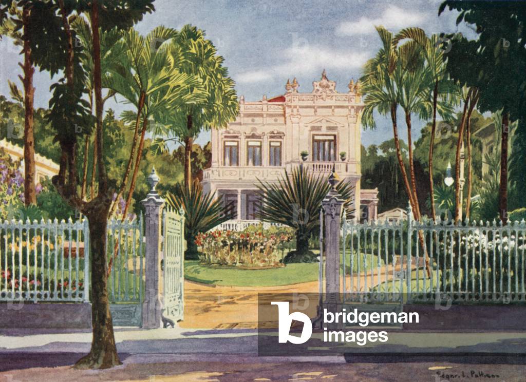 Residence of Count Paulo de Frontin, Petropolis (colour litho)