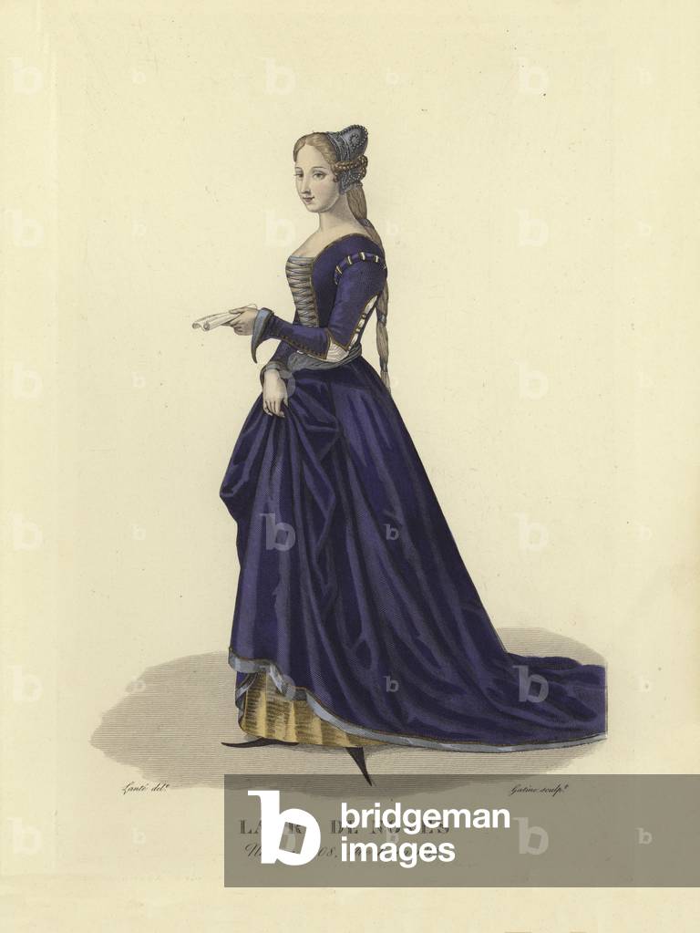 Laure de Noves (coloured engraving)