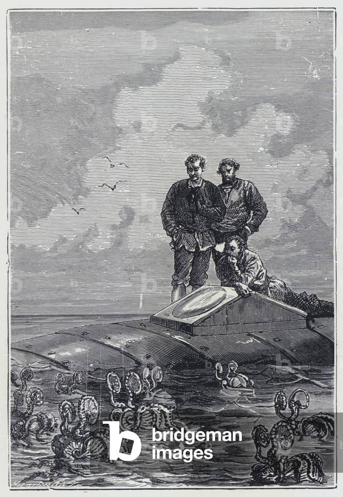 Illustration for Twenty Thousand Leagues Under The Sea by Jules Verne (engraving)