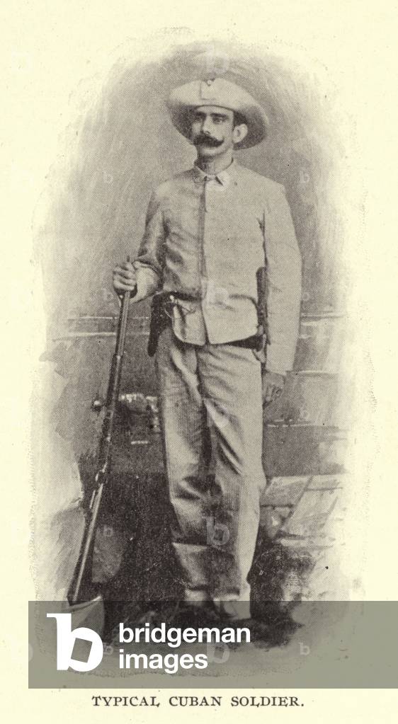 Typical Cuban soldier (b/w photo)