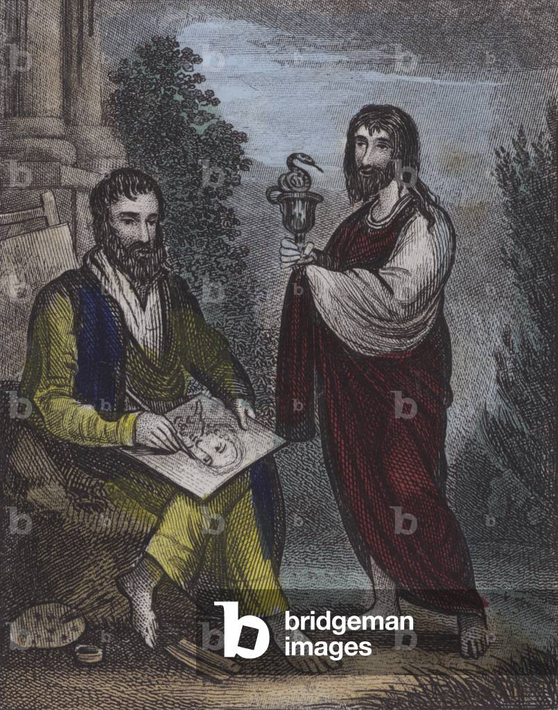 St Luke, St John (coloured engraving)