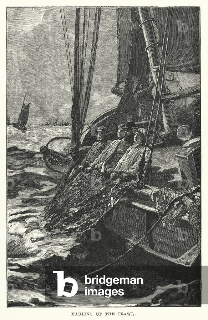 Hauling up the trawl (engraving)