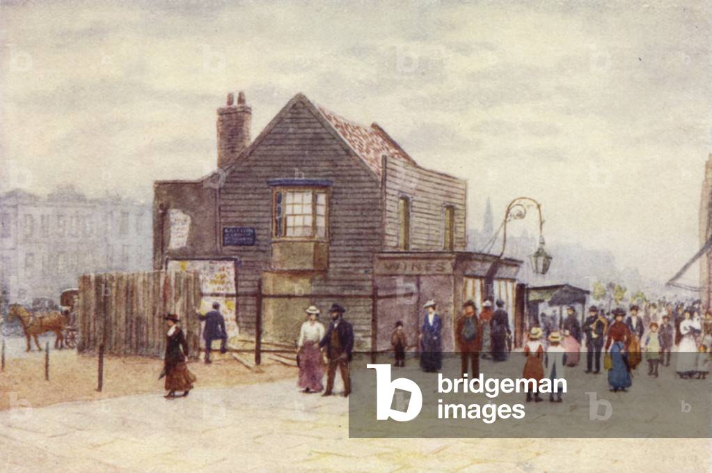 Vine Tavern, Mile End, looking West, 1903 (colour litho)