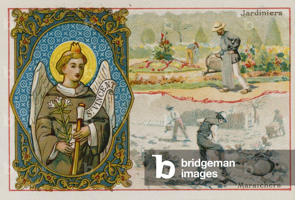 St Vincent, gardeners and vegetable growers (chromolitho)