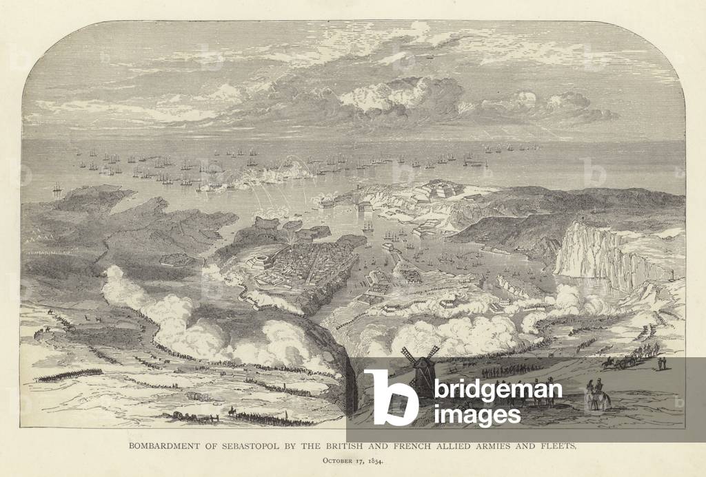 Bombardment of Sebastopol by the British and French Allied Armies and Fleets, 17 October 1854 (engraving)
