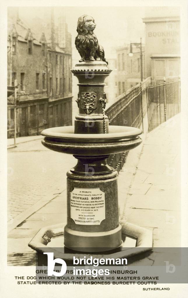 Statue of Greyfriars Bobby, Edinburgh (b/w photo)