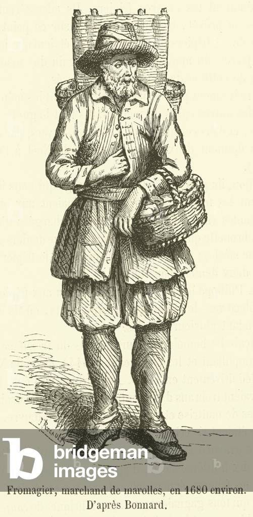 Fromagier, marchand de marolles, en 1680 environ (engraving)