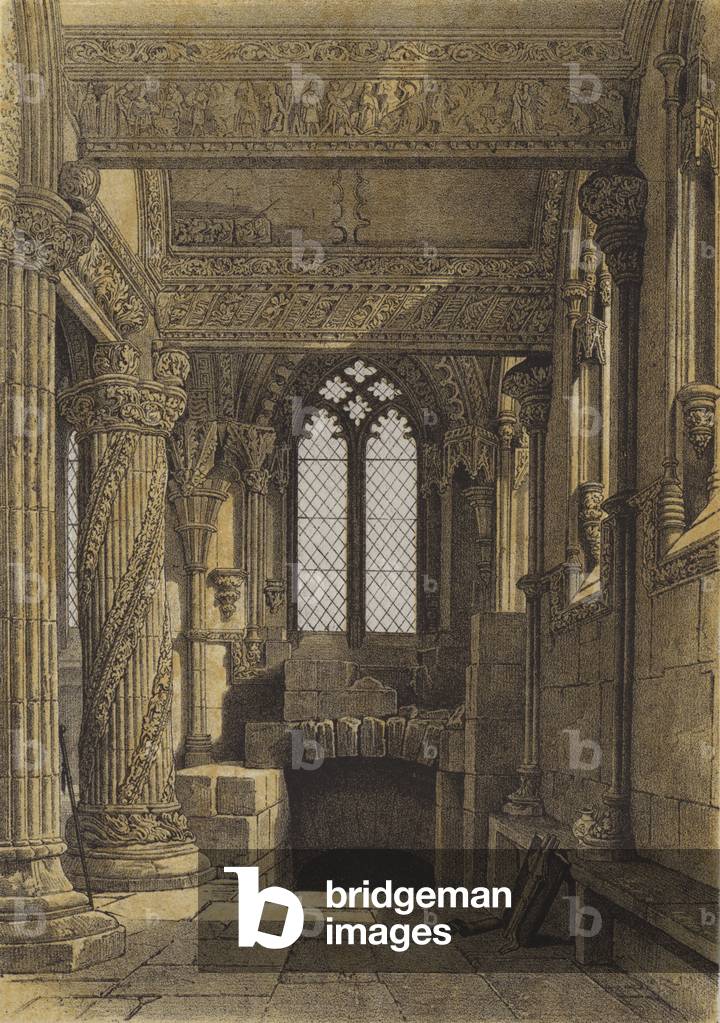 The 'Prentice Pillar, Roslin Chapel (chromolitho)