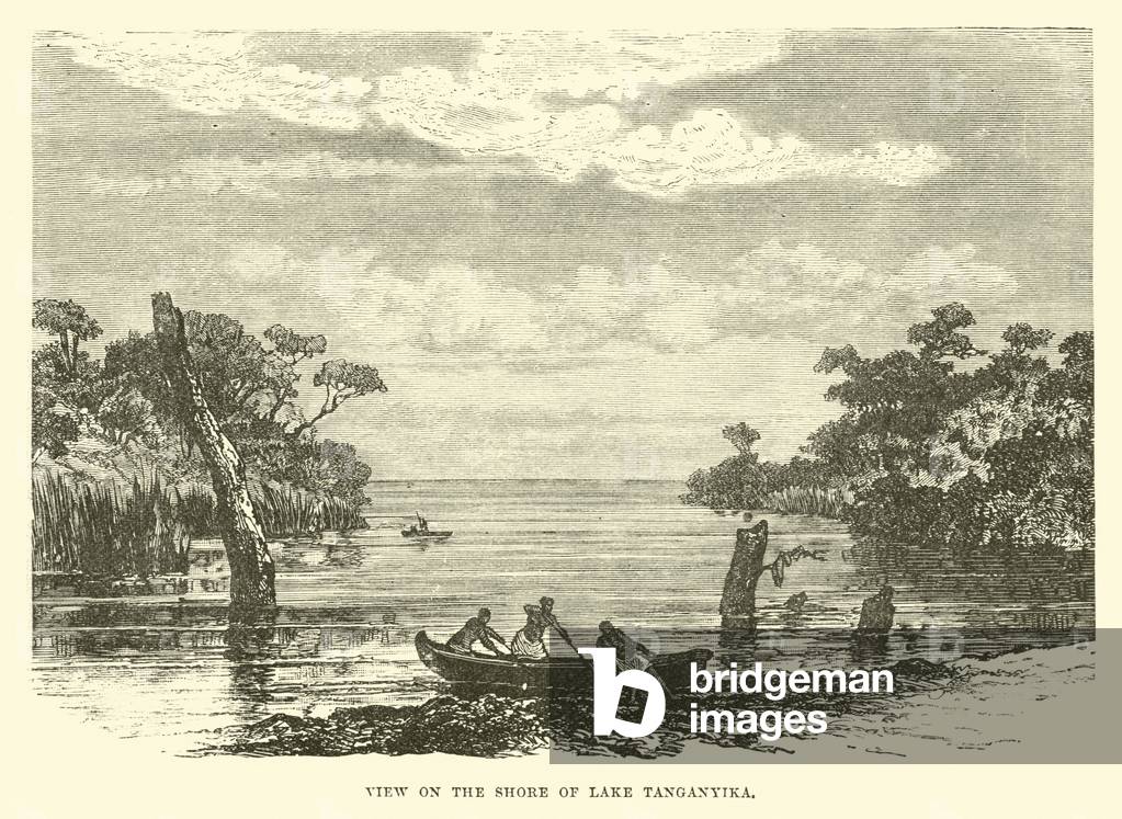 View on the shore of Lake Tanganyika (engraving)