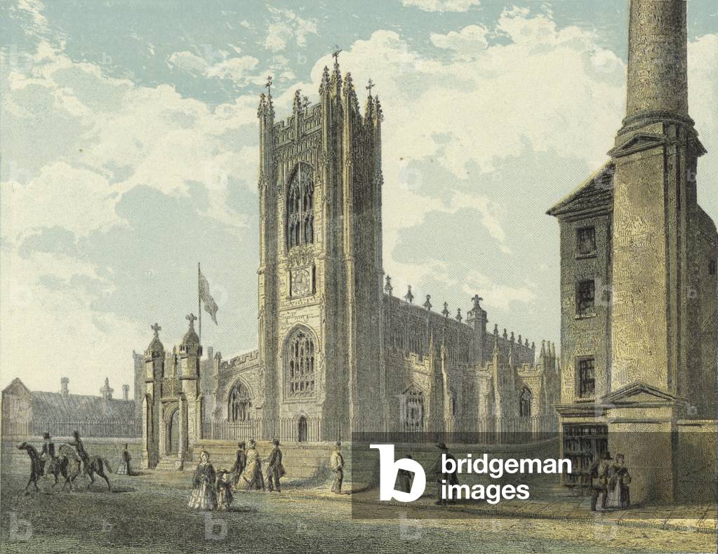 Manchester Cathedral, South West View (coloured engraving)