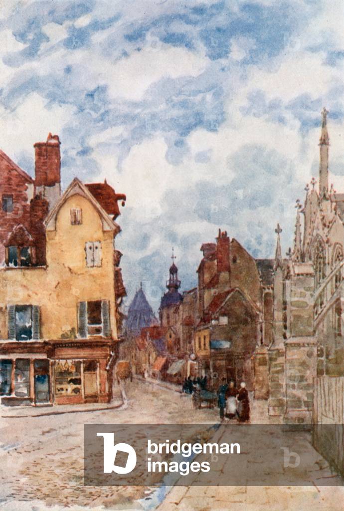 A Street in Troyes (colour litho)