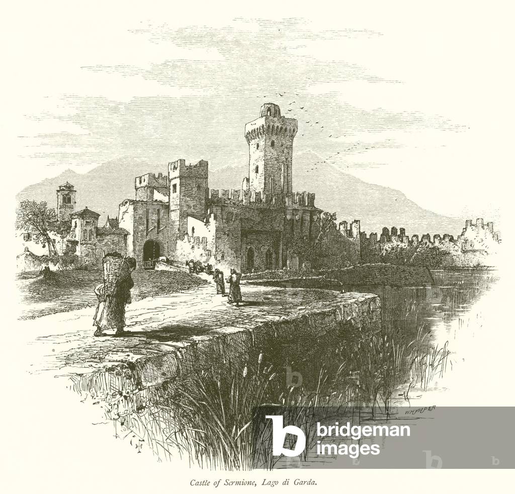 Castle of Sermione, Lago di Garda (engraving)