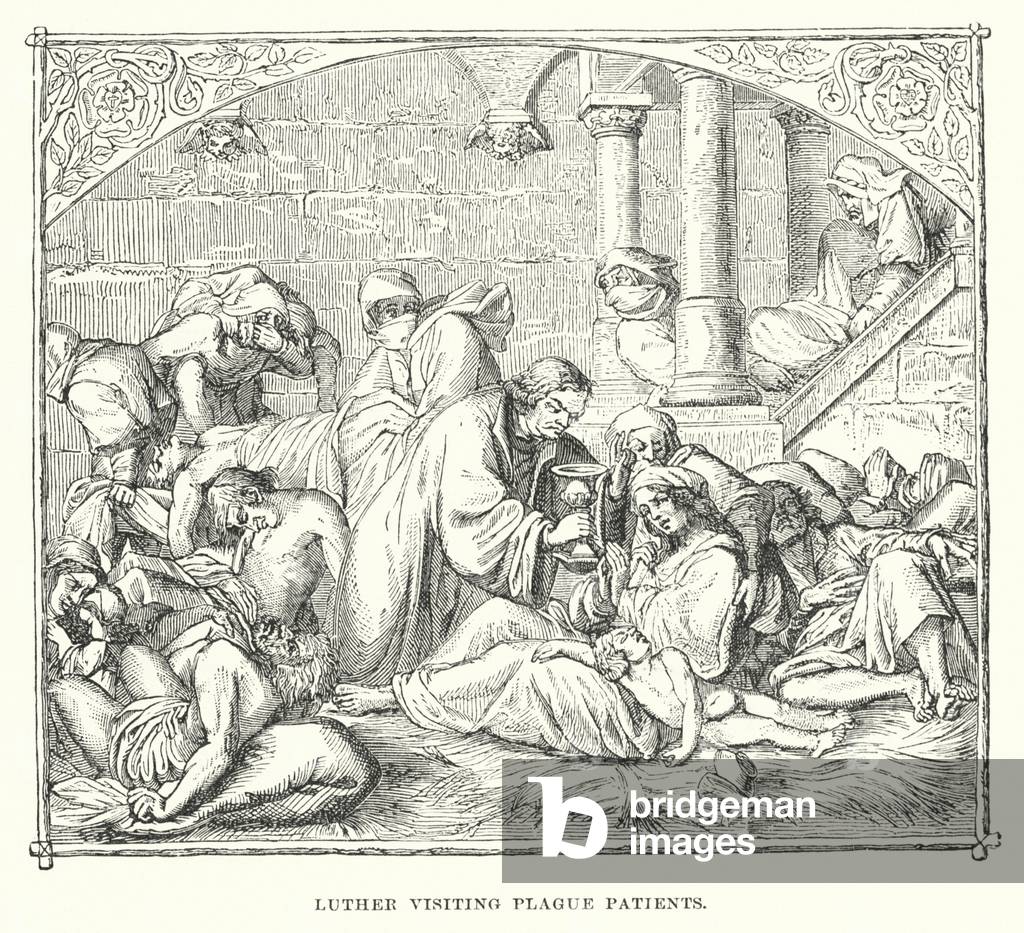 Luther visiting plague patients (engraving)