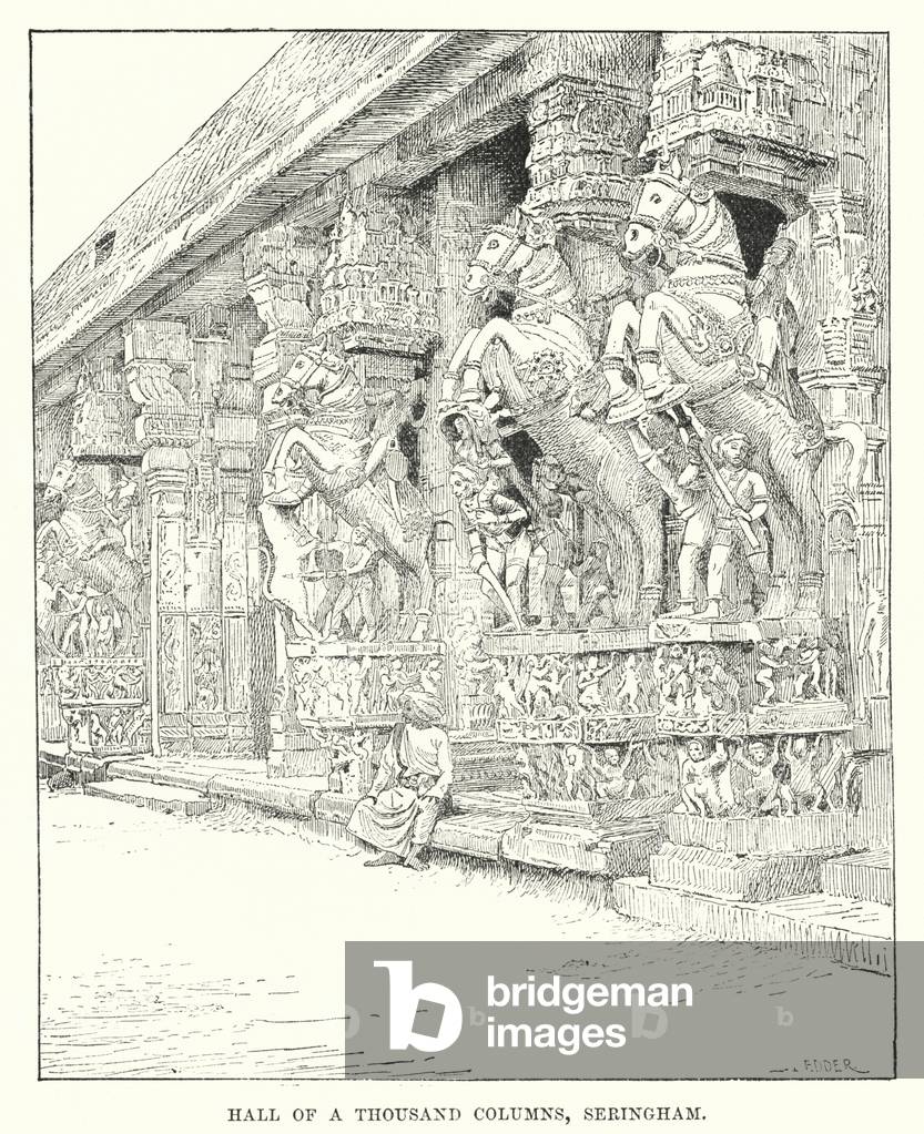 India: Hall of a Thousand Columns, Seringham (engraving)