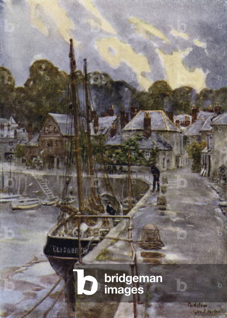 Padstow, Rain Clearing Off (colour litho)