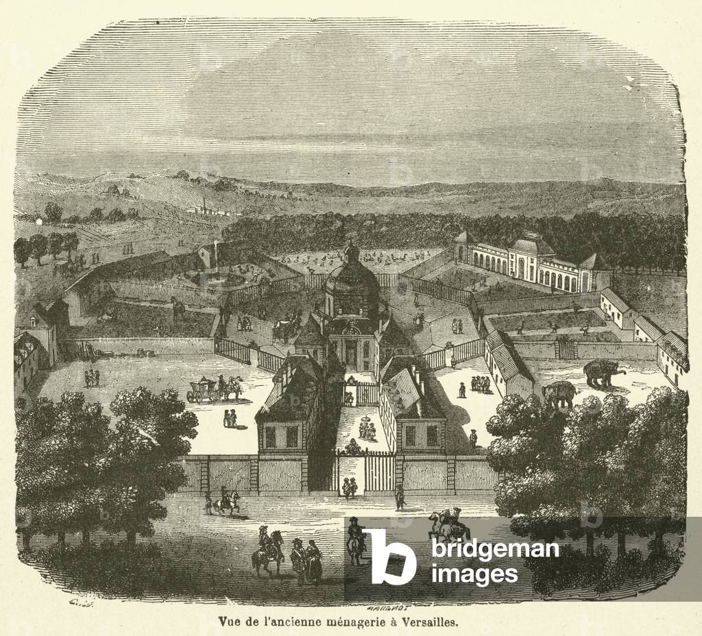 Vue de l'ancienne menagerie a Versailles (engraving)
