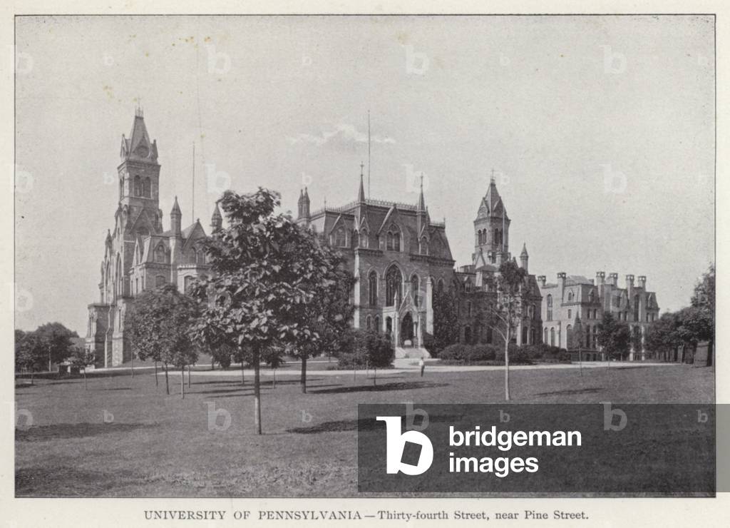 Philadelphia: University of Pennsylvania, Thirty-fourth Street, near Pine Street (b/w photo)
