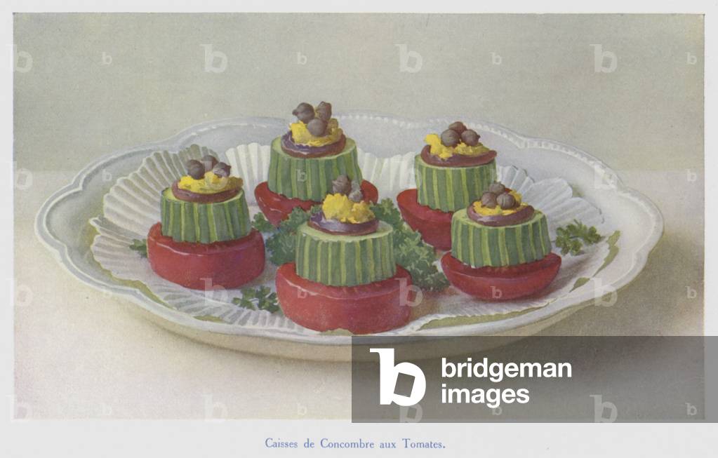 Caisses de Concombre aux Tomates (colour litho)