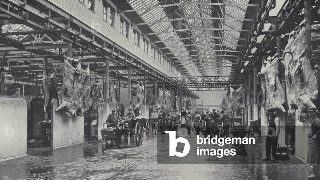 Glasgow Corporation Meat Market, View of Slaughter Hall (b/w photo)