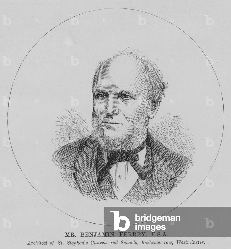 Mr Benjamin Ferrey, FSA, Architect of St Stephen's Church and Schools, Rochester row, Westminster (engraving)