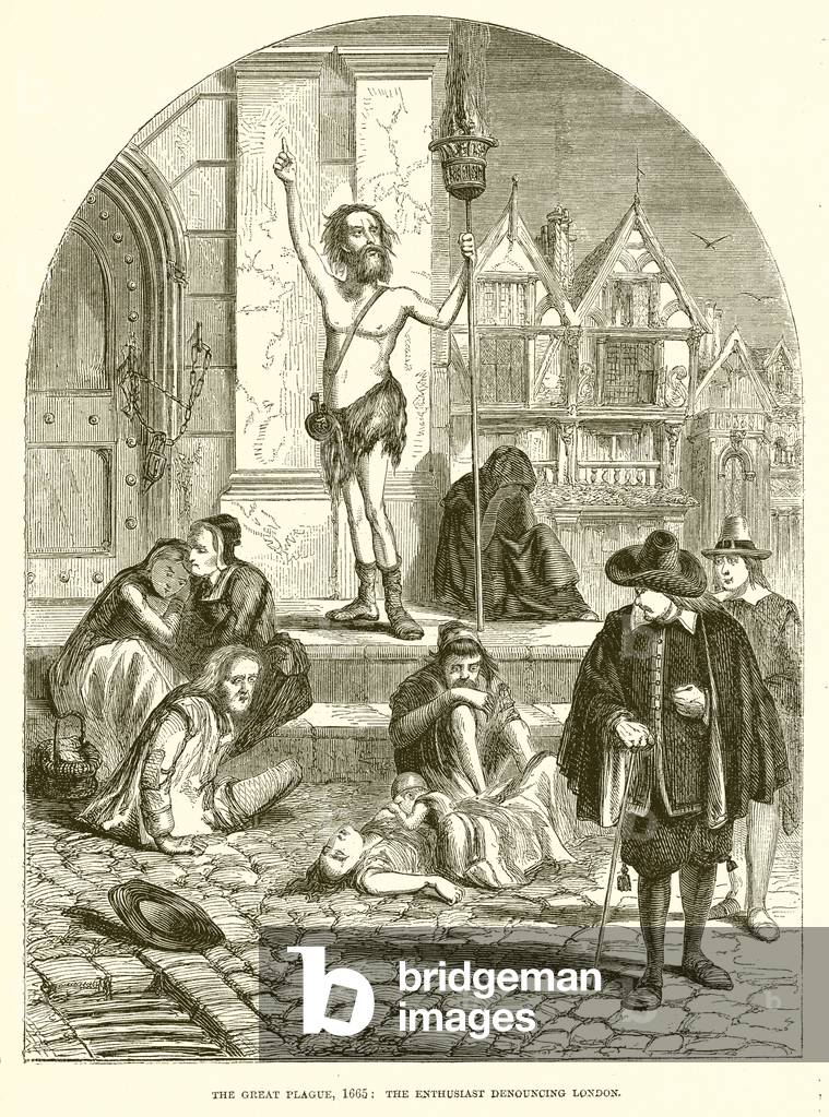 The Great Plague, 1665: The Enthuslast Denouncing London (engraving)