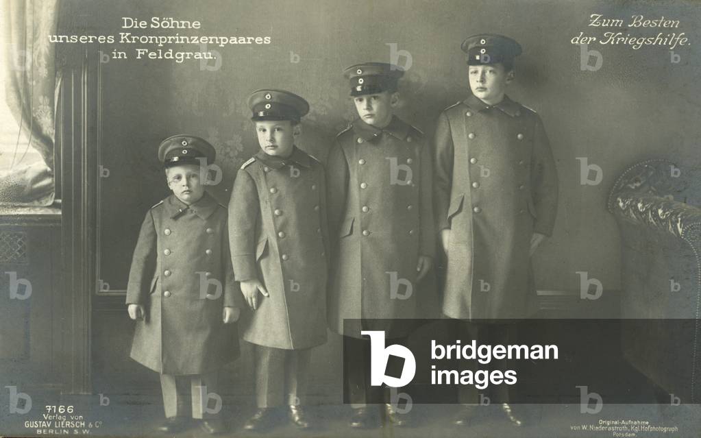 The sons of Crown Prince Wilhelm of Germany in military uniform (b/w photo)