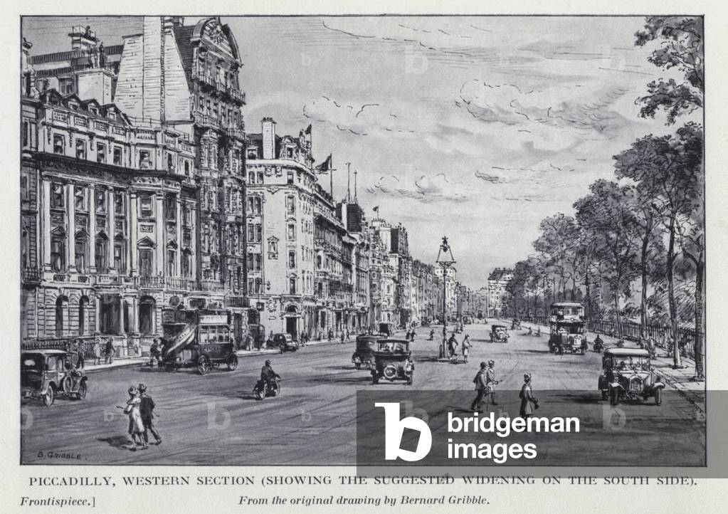 Piccadilly, western section, showing the suggested widening on the south side (litho)