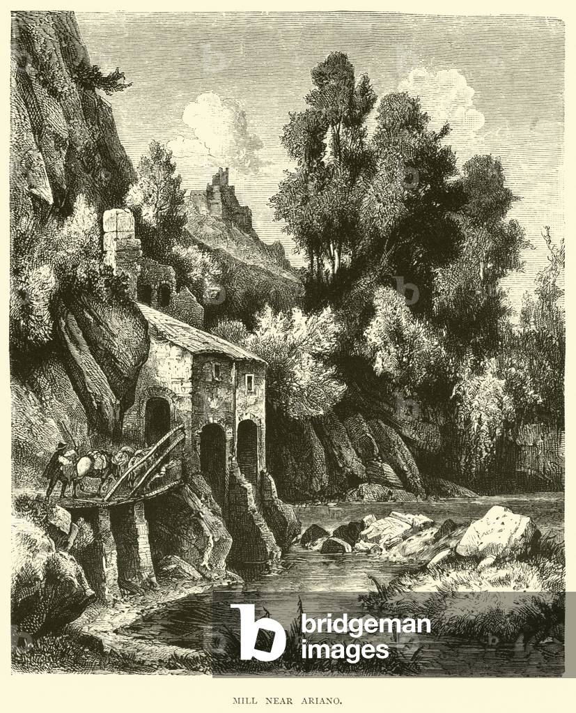 Mill near Ariano (engraving)