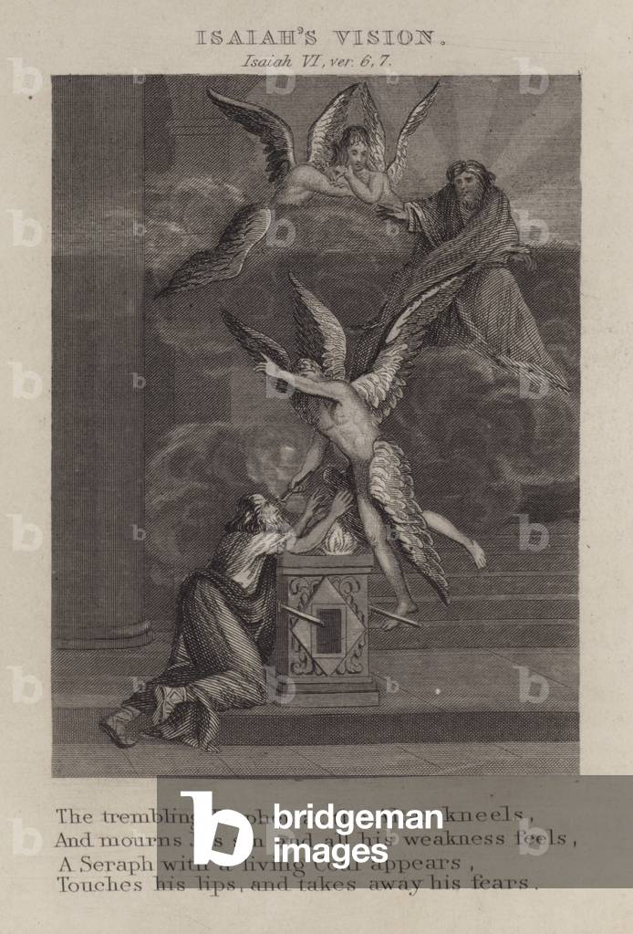 Isaiah's vision, Isaiah Vi, ver 6, 7 (engraving)