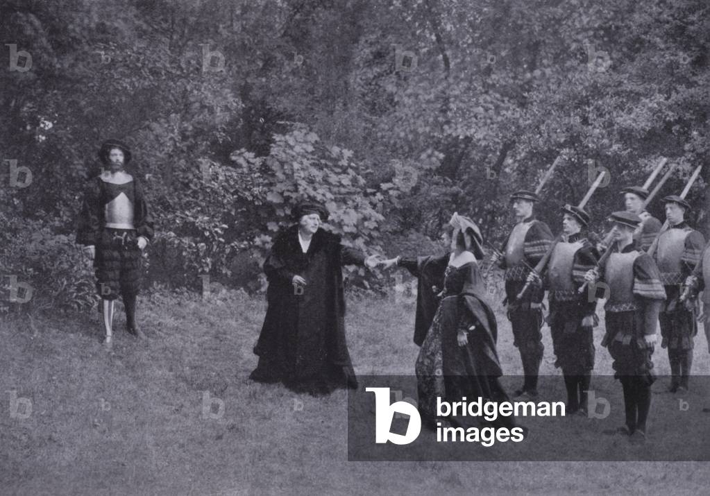 Theatrical make-up: Sir Thomas More bidding Farewell to his Favourite Daughter (b/w photo)