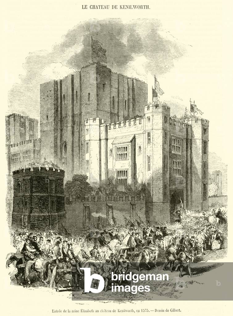 Entree de la reine Elisabeth au chateau de Kenilworth, en 1575 (engraving)