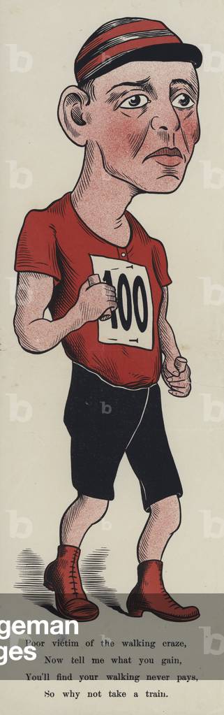Victim of the walking craze (colour litho)