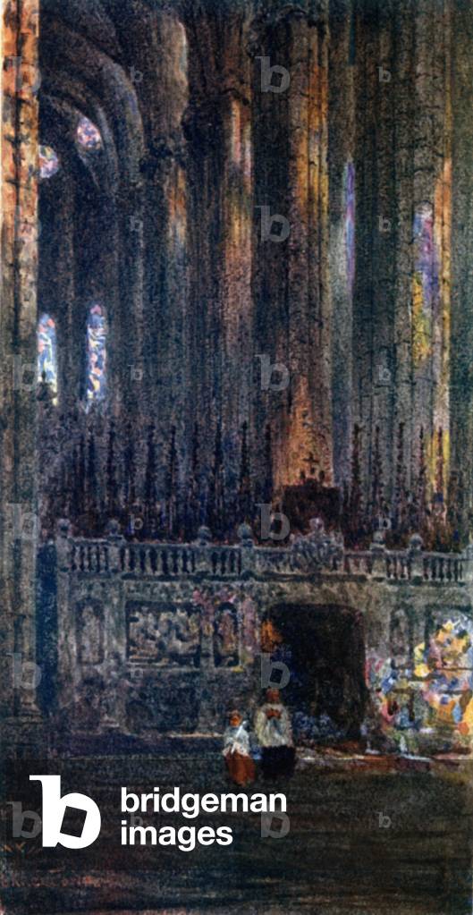 Barcelona, in the Cathedral (colour litho)