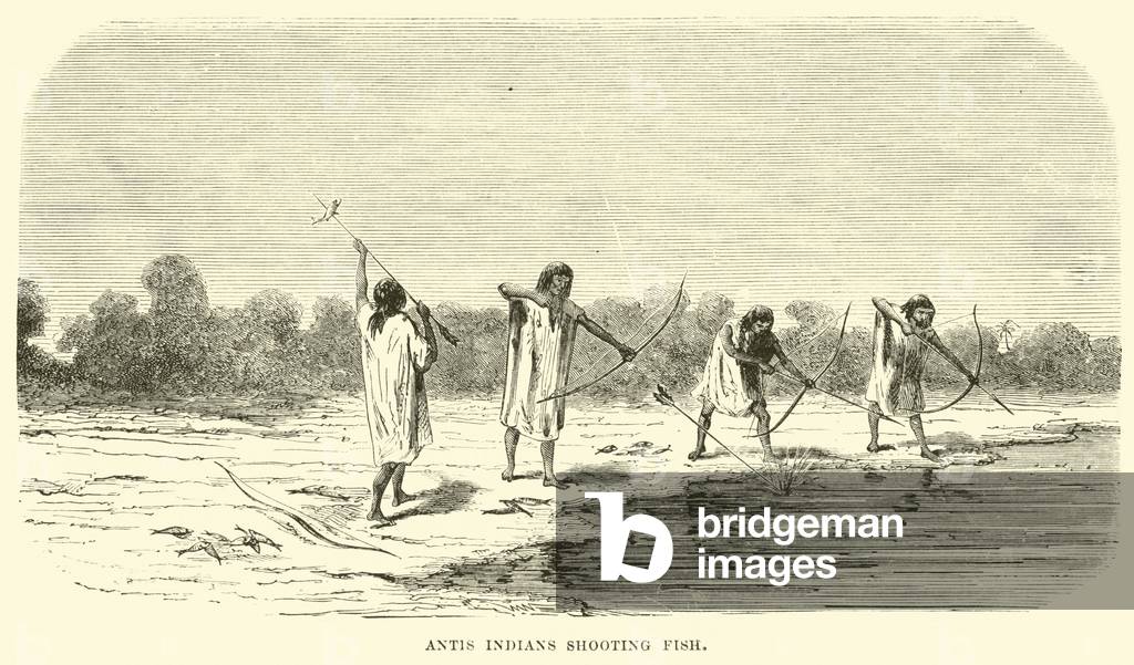 Antis Indians shooting fish (engraving)