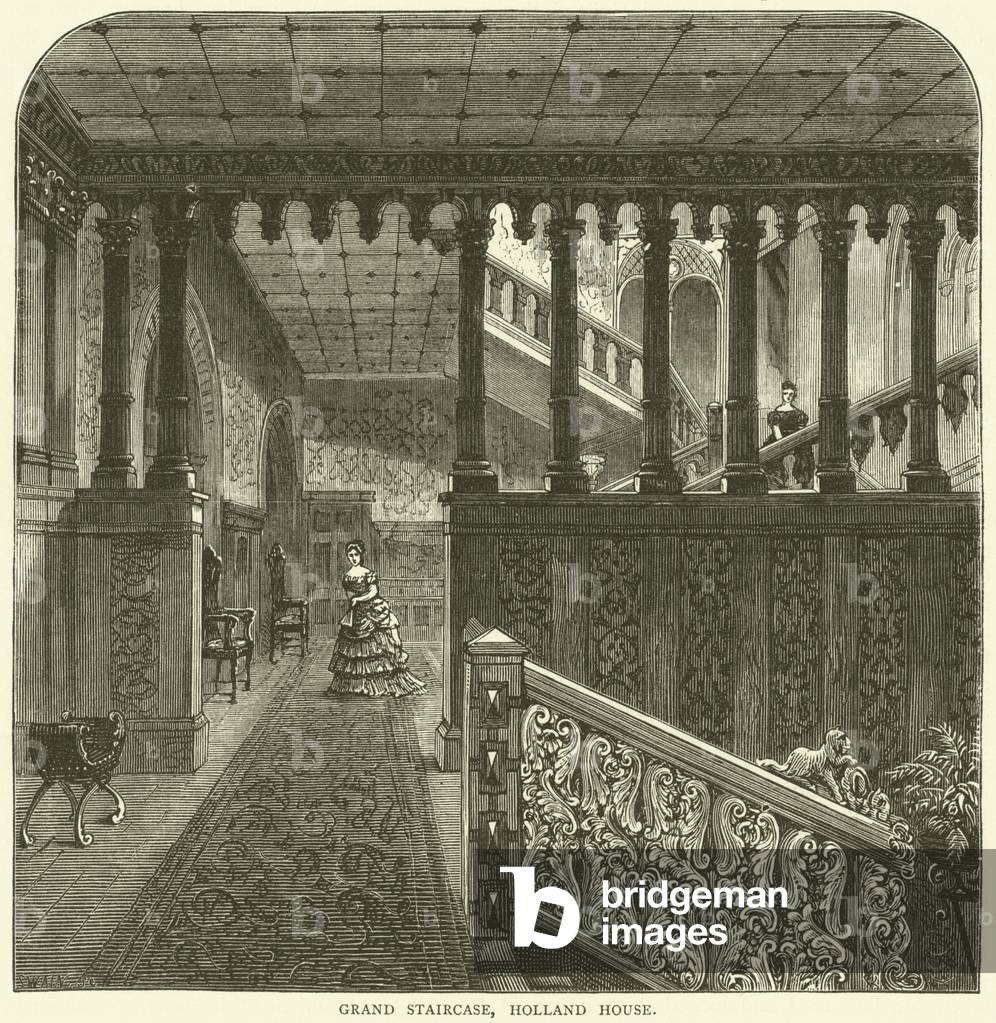 Grand staircase, Holland House (engraving)