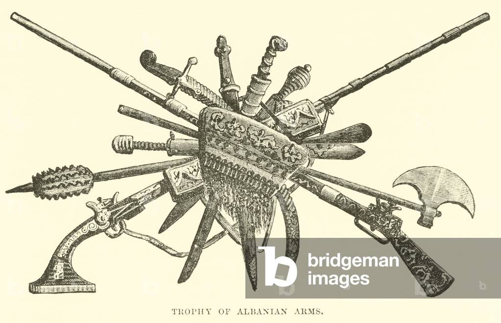 Trophy of Albanian arms (engraving)