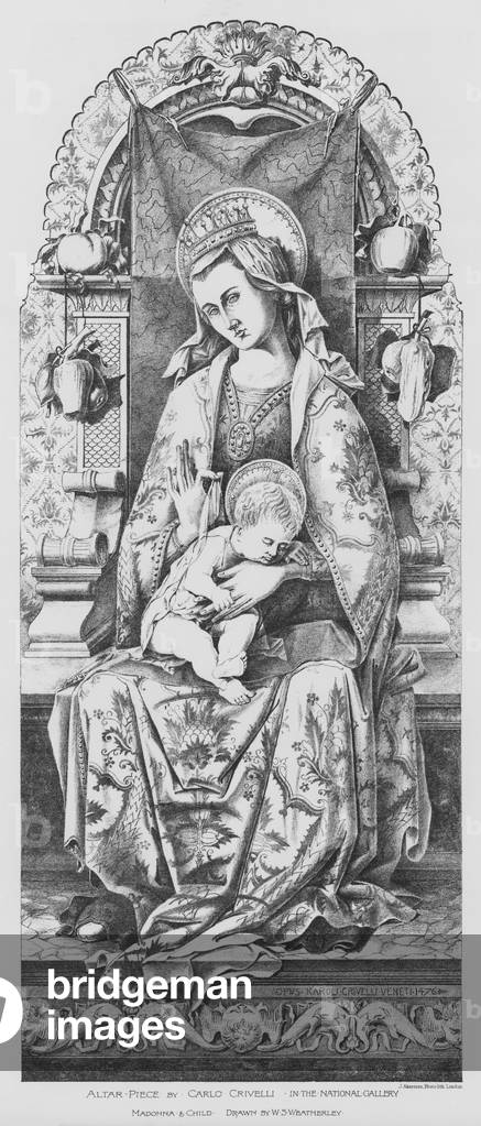 Altar Piece by Carlo Crivelli, in the National Gallery, Madonna and Child (engraving)