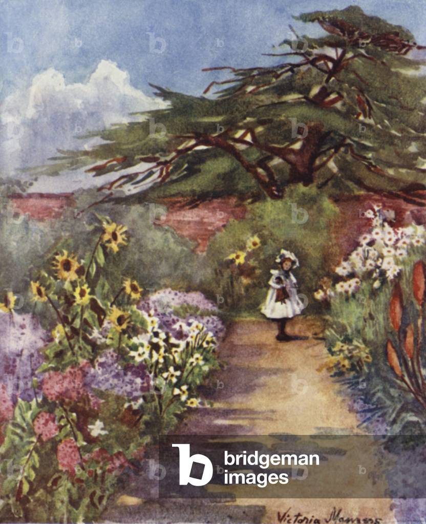 Old English Garden, Brockwell Park (colour litho)